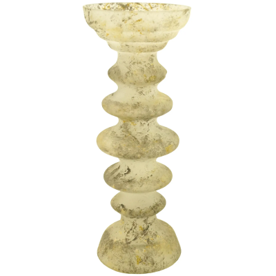 Подсвечник "Санторини Амифаон" (стекло), D10xH20 см Белый-золотой в интернет гипермаркете «Планета Лета». Фото