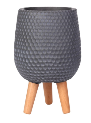 Кашпо IDEALIST Ханни Ваза с подставкой, серое, d32 h43, HON-VASE-G-32 в интернет гипермаркете «Планета Лета». Фото