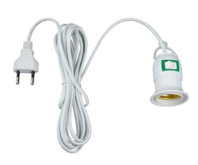 Патрон подвесной с выключателем и штепсельной вилкой, 300 см. Цоколь Е27. Белый. TM Uniel UL-0000924 в интернет гипермаркете «Планета Лета». Фото