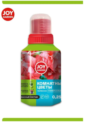 Удобрение JOY GARDEN "Комнатные цветы" для обильного цветения д.в: NPK 8:8:6+МЭ, 250 мл JOY GARDEN в интернет гипермаркете «Планета Лета». Фото Удобрение JOY GARDEN "Комнатные цветы" для обильного цветения д.в: NPK 8:8:6+МЭ, 250 мл в интернет гипермаркете «Планета Лета». Фото