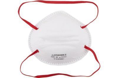 Полумаска STAYER "MASTER" фильтрующая коническая, многослойная, класс защиты FFP1 в интернет гипермаркете «Планета Лета». Фото