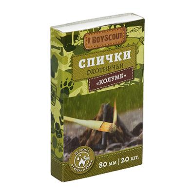 Спички "Колумб" 80 мм, 20 шт не гаснут от ветра и влаги /80/20 BOYSCOUT   61033 в интернет гипермаркете «Планета Лета». Фото