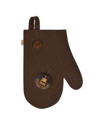 Рукавица для сауны коричневая с деревянным логотипом "Банные Штучки", войлок /20 41421 в интернет гипермаркете «Планета Лета». Фото