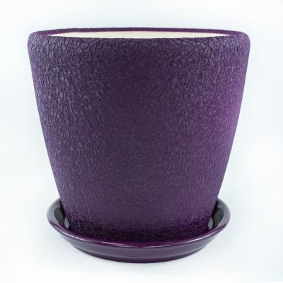 Горшок с матовым покрытием с поддоном (керамика), D11xH11 см Сиреневый в интернет гипермаркете «Планета Лета». Фото