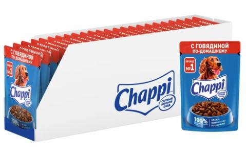 Влажный корм для собак всех пород,Chappi Сытный Мясной Обед, говядина по-домашнему (28шт в уп) 85 г в интернет гипермаркете «Планета Лета». Фото