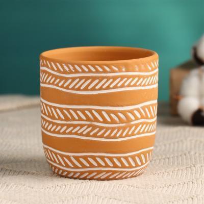 Кашпо Узоры оранжевое 8,5х8,5см 9353257 в интернет гипермаркете «Планета Лета». Фото