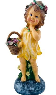 Фигура Девочка на камне с корзиной цветов Н-48см F968 в интернет гипермаркете «Планета Лета». Фото