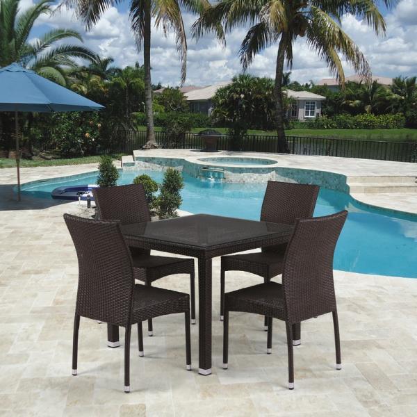 Комплект мебели 4 стула + стол + подушки на стульях T257A/YC380A-W53 Brown в интернет гипермаркете «Планета Лета». Фото