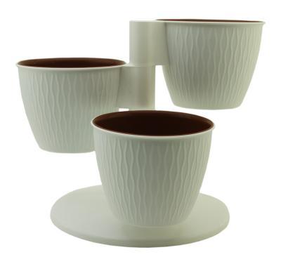 Горшок Каскад "Пирамида" белый, из 3-х горш., d12,5;h10 с вкл. на подст. в интернет гипермаркете «Планета Лета». Фото