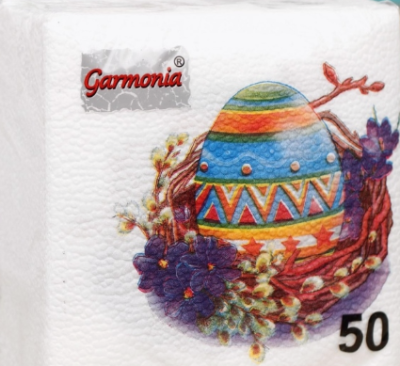Салфетки Гармония цвета "Пасхальные" однослойные 50 шт. 4843809 в интернет гипермаркете «Планета Лета». Фото
