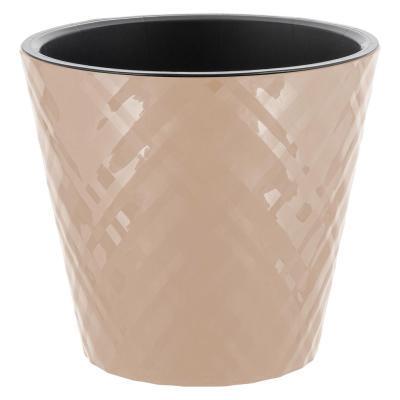 Горшок для цветов InGreen Manhattan D160мм, 1,6 л c дренажной вставкой, молочный шоколад в интернет гипермаркете «Планета Лета». Фото