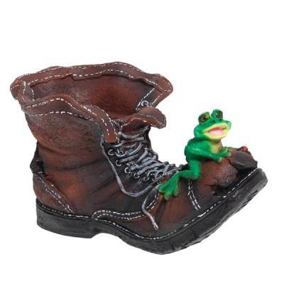 Фигура Башмак с лягушкой малый H-13см КП124 в интернет гипермаркете «Планета Лета». Фото