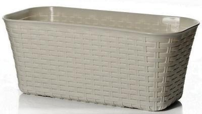 Балконный ящик Ротанг 400мм белый ротанг в интернет гипермаркете «Планета Лета». Фото