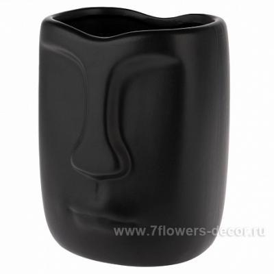 Ваза "Faces" (керамика), 10x8,5xH13 см черный в интернет гипермаркете «Планета Лета». Фото