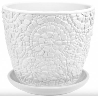 Горшок керамика Камешки белый бутон D18см, 2,5 л в интернет гипермаркете «Планета Лета». Фото
