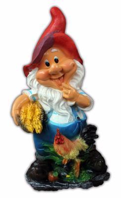 Фигурка Гномик с петушком в руках пшеница h 41см F849 в интернет гипермаркете «Планета Лета». Фото