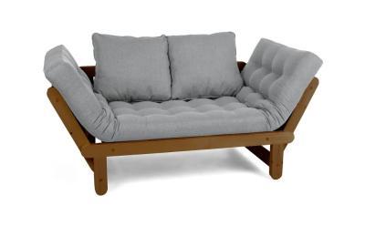Кушетка деревянная 159-190х69х75 см раскладная с подушками серая VT2200400 в интернет гипермаркете «Планета Лета». Фото