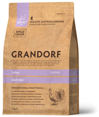 Корм GRANDORF индейка с рисом для взрослых собак мелких пород, 3кг Уценка!!! в интернет гипермаркете «Планета Лета». Фото