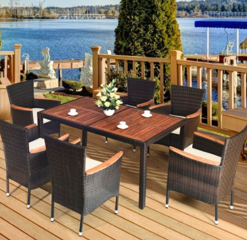 Комплект мебели 6 стульев + стол 150x90 AFM-460B Brown в интернет гипермаркете «Планета Лета». Фото