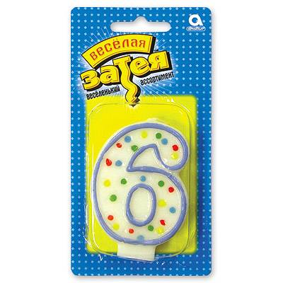 Свеча-цифра "6" 7,6 см 1502-0147 в интернет гипермаркете «Планета Лета». Фото