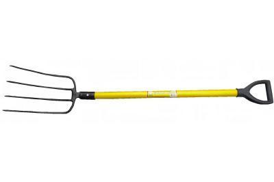 (УЛ) Вилы 4-х рог. навозные с желтым металлическим черенком и V-ручкой в интернет гипермаркете «Планета Лета». Фото