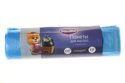 Мешки Мусорные Plushe 35л (48*59), 15шт с завязками, синие, 14мкм, стандарт, 45 в коробе в интернет гипермаркете «Планета Лета». Фото