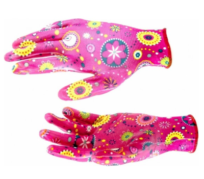 Перчатки садовые из полиэстера с нитрильным обливом, цветы, М// Palisad 67857 в интернет гипермаркете «Планета Лета». Фото