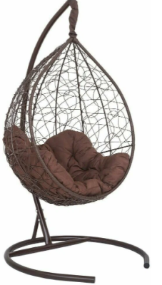 Кресло подвесное Кокон-Релакс, коричневый ротанг без подушки в интернет гипермаркете «Планета Лета». Фото