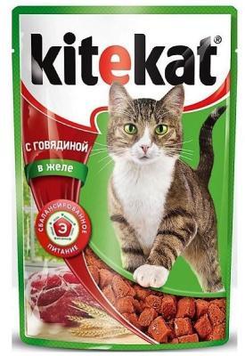 Корм Kitekat пауч говяд в желе 85г в интернет гипермаркете «Планета Лета». Фото