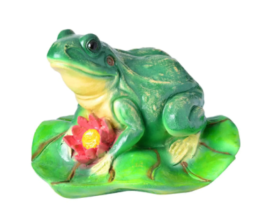 Фигура Лягушка с цветком на листе средняя H-16см ФП031 в интернет гипермаркете «Планета Лета». Фото