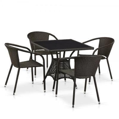 Комплект мебели из 4 кресла + стол T197BNS-W53/Y137C-W53 Brown в интернет гипермаркете «Планета Лета». Фото