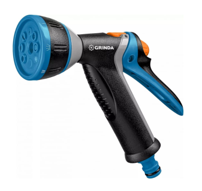 GRINDA PROLine BM-8, 8 режимов, курок сзади, пистолет поливочный металлический с TPR в интернет гипермаркете «Планета Лета». Фото