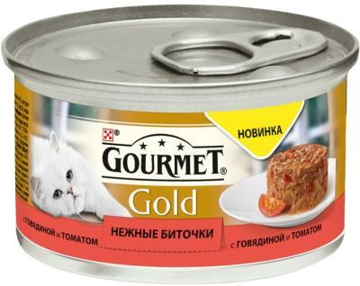 Корм GOURMET GOLD Нежный Бит Гов/Том 85г в интернет гипермаркете «Планета Лета». Фото