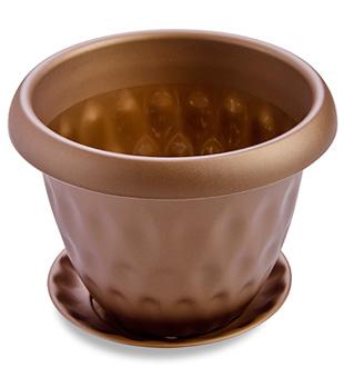 Горшок Розетта с п/д., золотой, d14см., 0,9л., С125ЗОЛ в интернет гипермаркете «Планета Лета». Фото