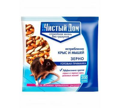 Зерновая приманка от крыс и мышей ЧИСТЫЙ ДОМ Форэт пак.200г Уценка!!!