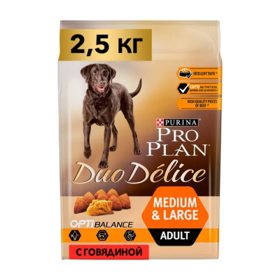 Корм ProPLAN DUO DELICE д/с крупных и средних говядина 12448232 развес 1 кг в интернет гипермаркете «Планета Лета». Фото
