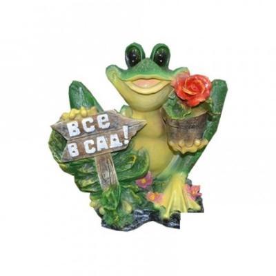 Фигура Лягушка с табличкой сидит "Все в сад" H-30, L-29см F1043 в интернет гипермаркете «Планета Лета». Фото