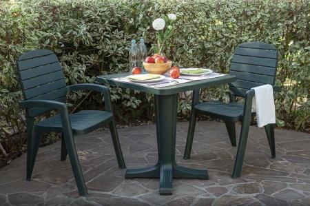 Стол квадратный пластик Прованс 70х70 1 ножка темно-зеленый 00-00000385 в интернет гипермаркете «Планета Лета». Фото
