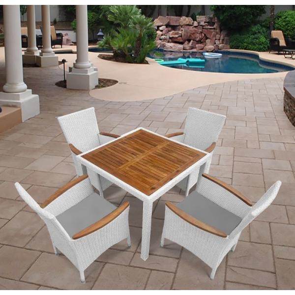 Комплект мебели 4 стула + стол 90x90 AFM-440A White в интернет гипермаркете «Планета Лета». Фото