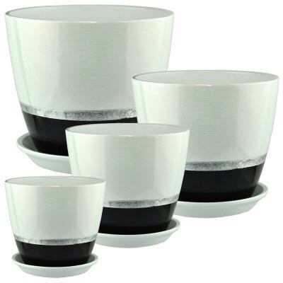 Горшок Бутон Эстет серебро/чер (151) d18см, 3,8л в интернет гипермаркете «Планета Лета». Фото