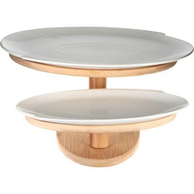 ЭТАЖЕРКА 2Х-ЯРУСНАЯ ОВАЛ 37X24СМ в интернет гипермаркете «Планета Лета». Фото