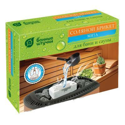 Брикет соляной с травами "Мята" 1300 г "Банные штучки" 32402 в интернет гипермаркете «Планета Лета». Фото