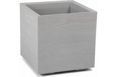 Кашпо LAMELA KARO ECO recycled квад. на колес.с дренажно-сливной сист 40х40; h39,4см 36л белый в интернет гипермаркете «Планета Лета». Фото