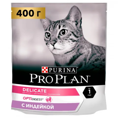 Корм PRO PLAN Cat д/чув пищ 7+ Индейка 400 гр Уценка!! в интернет гипермаркете «Планета Лета». Фото