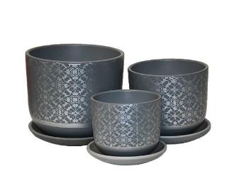 Горшок керам. ГИПЮР серый бук d18см, 2,5л в интернет гипермаркете «Планета Лета». Фото