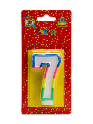 Свечи для торта с блестками "7" С-2422 в интернет гипермаркете «Планета Лета». Фото
