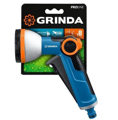 Пистолет GRINDA поливочный PROLine X-8, 8 режимов, курок спереди, двухкомпонентный с регулятором нап в интернет гипермаркете «Планета Лета». Фото