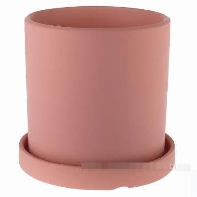 Горшок с матовым покрытием с поддоном (керамика), D11xH11 см Розовый в интернет гипермаркете «Планета Лета». Фото