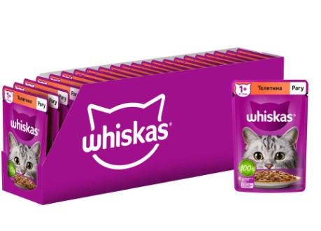 Корм влажный для кошек Whiskas, рагу с телятиной, 75 г x 28 в интернет гипермаркете «Планета Лета». Фото
