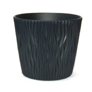 Кашпо Sandy Round антрацит (anthracite) с вкладышем d22,5 h19см 5 л в интернет гипермаркете «Планета Лета». Фото